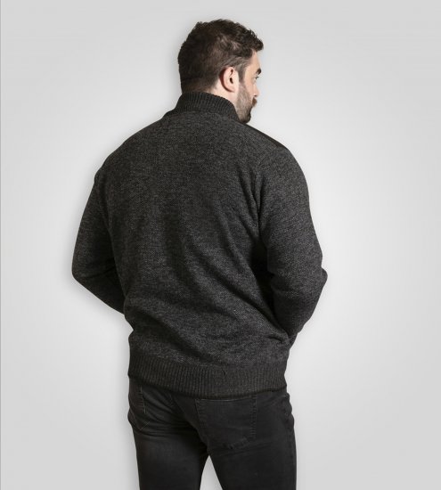 D555 Dereham 2 Knitted Sweater with Zipper Charcoal TALL - TALL puloveri - 