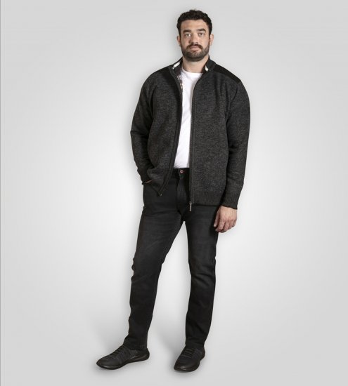 D555 Dereham 2 Knitted Sweater with Zipper Charcoal TALL - TALL puloveri - 