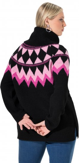 Ulla Popken Neon Alpine Pattern Long Sleeve Turtleneck Sweater Light Pink - Puloveri & dukserice - 