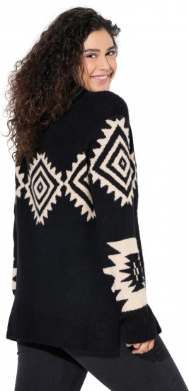 Ulla Popken Aztec Pattern Turtleneck Sweater Black - Puloveri & dukserice - 