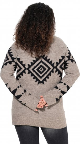 Ulla Popken Aztec Pattern Turtleneck Sweater Pebble Grey - Puloveri & dukserice - 