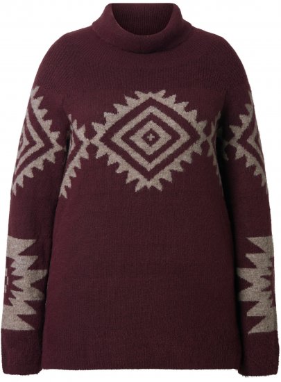 Ulla Popken Aztec Pattern Turtleneck Sweater Plum - Puloveri & dukserice - 