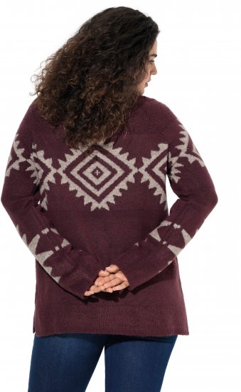 Ulla Popken Aztec Pattern Turtleneck Sweater Plum - Puloveri & dukserice - 