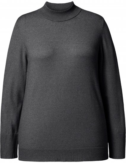 Ulla Popken Long Sleeves Mock Turtleneck Sweater Charcoal Grey Melange - Puloveri & dukserice - 