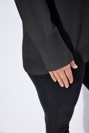 Ulla Popken Long Sleeves Mock Turtleneck Sweater Charcoal Grey Melange - Puloveri & dukserice - Udobne dukserice, hoodice i pletenina