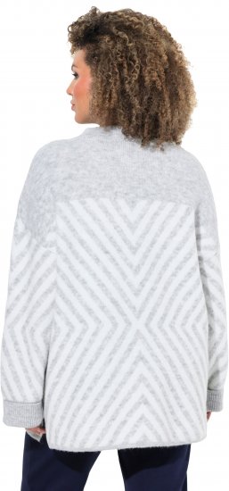 Ulla Popken Graphic Stripe Long Sleeve Turtleneck Sweater Silver Melange - Puloveri & dukserice - 
