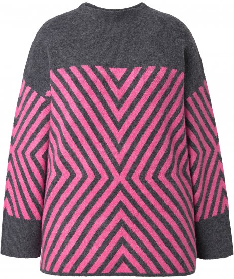 Ulla Popken Graphic Stripe Long Sleeve Turtleneck Sweater Flamingo - Puloveri & dukserice - 