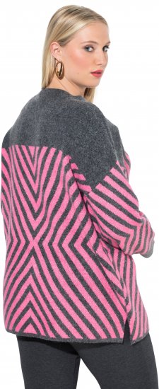 Ulla Popken Graphic Stripe Long Sleeve Turtleneck Sweater Flamingo - Puloveri & dukserice - 