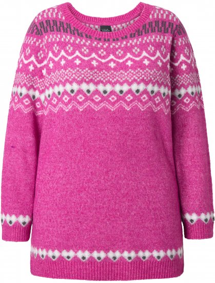 Ulla Popken Norwegian Style Pastel Tone Long Sleeve Sweater Summer Berry - Puloveri & dukserice - 