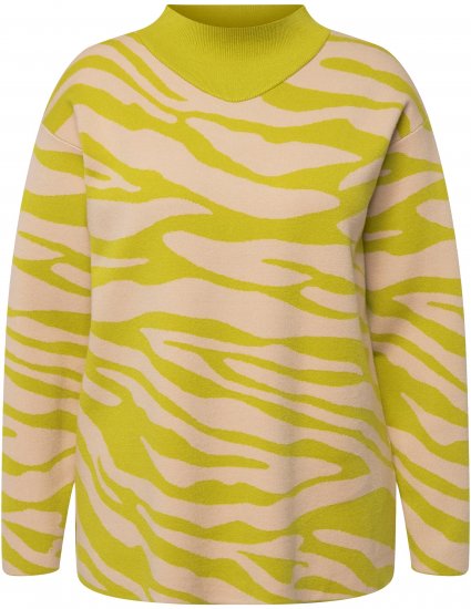 Ulla Popken Zebra Print Mock Turtleneck Long Sleeve Sweater Yellow Green - Puloveri & dukserice - 