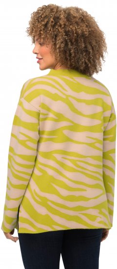 Ulla Popken Zebra Print Mock Turtleneck Long Sleeve Sweater Yellow Green - Puloveri & dukserice - 