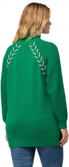 Ulla Popken Contrast Braid Turtleneck Sweater Emerald Green - Puloveri & dukserice - 