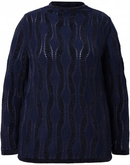 Ulla Popken Openwork Chenille Sweater Navy - Puloveri & dukserice - 
