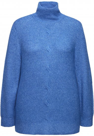 Ulla Popken Cable Knit Long Sleeve Turtleneck Sweater Teal Blue - Puloveri & dukserice - 