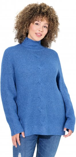 Ulla Popken Cable Knit Long Sleeve Turtleneck Sweater Teal Blue - Puloveri & dukserice - 