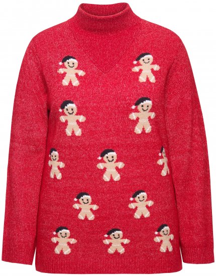 Ulla Popken Gingerbread Men Sweater Salsa Red - Puloveri & dukserice - 