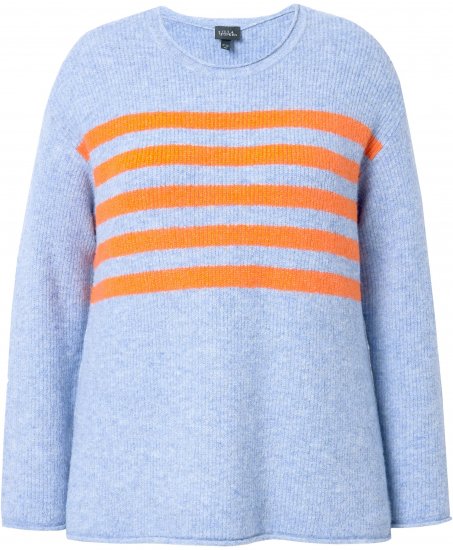 Ulla Popken Striped Long Sleeve Sweater Sky Blue - Puloveri & dukserice - 