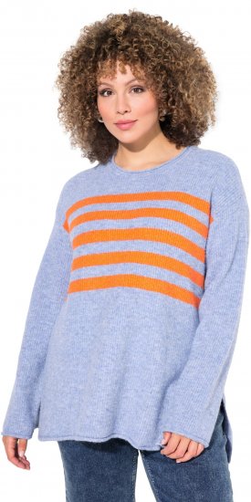 Ulla Popken Striped Long Sleeve Sweater Sky Blue - Puloveri & dukserice - 