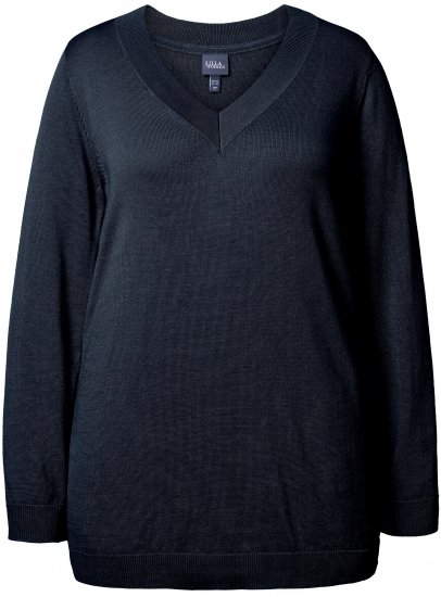 Ulla Popken Soft Fine Knit Pullover V-Neck Sweatshirt Marine - Puloveri & dukserice - 