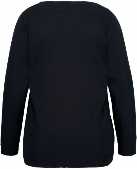 Ulla Popken Soft Fine Knit Pullover V-Neck Sweatshirt Marine - Puloveri & dukserice - 