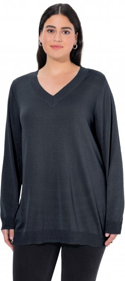 Ulla Popken Soft Fine Knit Pullover V-Neck Sweatshirt Marine - Puloveri & dukserice - 
