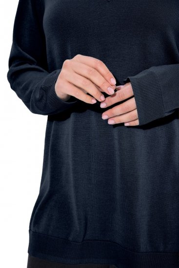 Ulla Popken Soft Fine Knit Pullover V-Neck Sweatshirt Marine - Puloveri & dukserice - Udobne dukserice, hoodice i pletenina