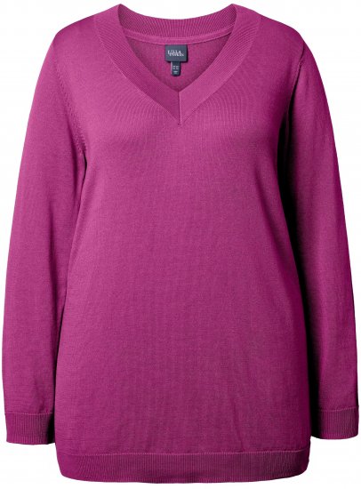 Ulla Popken Casual V-Neck Long Sleeve Sweater Berry - Puloveri & dukserice - 