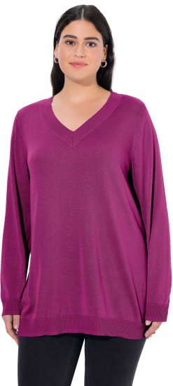 Ulla Popken Casual V-Neck Long Sleeve Sweater Berry - Puloveri & dukserice - 