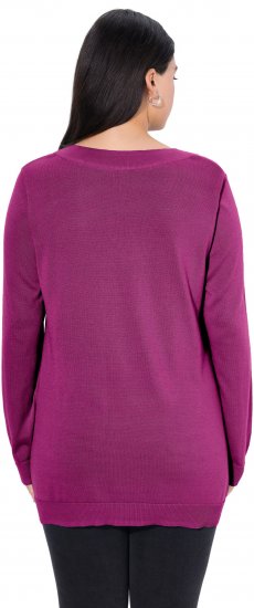 Ulla Popken Casual V-Neck Long Sleeve Sweater Berry - Puloveri & dukserice - 