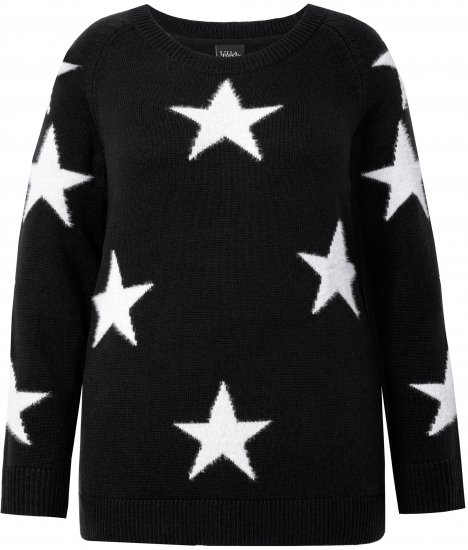 Ulla Popken Glitter Stars Soft Knit Sweater Black - Puloveri & dukserice - 