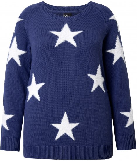 Ulla Popken Glitter Stars Soft Knit Sweater Blue - Puloveri & dukserice - 
