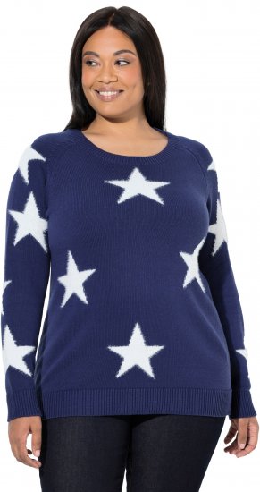 Ulla Popken Glitter Stars Soft Knit Sweater Blue - Puloveri & dukserice - 