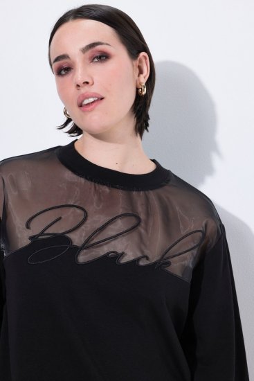 Ulla Popken Tulle Panel Sweatshirt Black - Puloveri & dukserice - Udobne dukserice, hoodice i pletenina