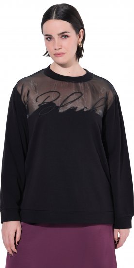 Ulla Popken Tulle Panel Sweatshirt Black - Puloveri & dukserice - 
