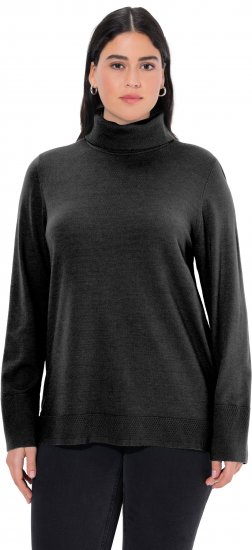 Ulla Popken Turtleneck Ribbed Trim Long Sleeve Sweater Black - Puloveri & dukserice - 