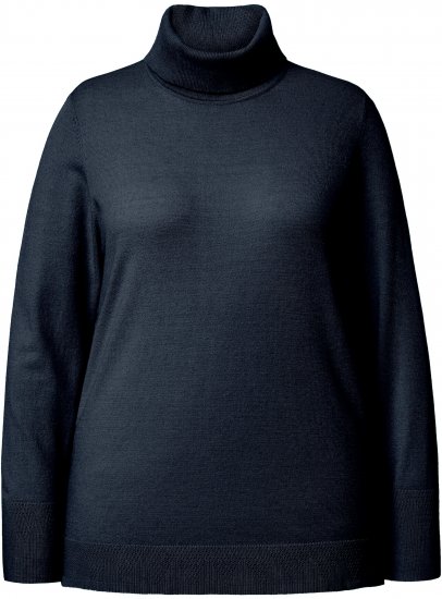 Ulla Popken Turtleneck Ribbed Trim Long Sleeve Sweater Navy - Puloveri & dukserice - 