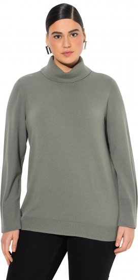 Ulla Popken Turtleneck Ribbed Trim Long Sleeve Sweater Grey - Puloveri & dukserice - 