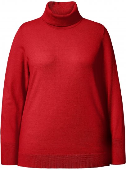Ulla Popken Turtleneck Ribbed Trim Long Sleeve Sweater Salsa Red - Puloveri & dukserice - 