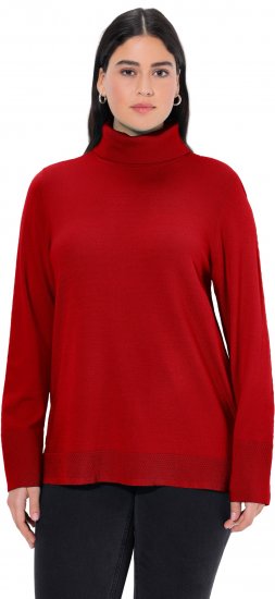Ulla Popken Turtleneck Ribbed Trim Long Sleeve Sweater Salsa Red - Puloveri & dukserice - 