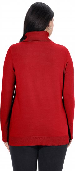 Ulla Popken Turtleneck Ribbed Trim Long Sleeve Sweater Salsa Red - Puloveri & dukserice - 