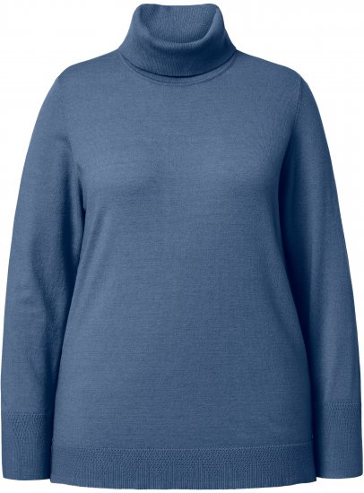 Ulla Popken Turtleneck Ribbed Trim Long Sleeve Sweater Atlantic Blue - Puloveri & dukserice - 