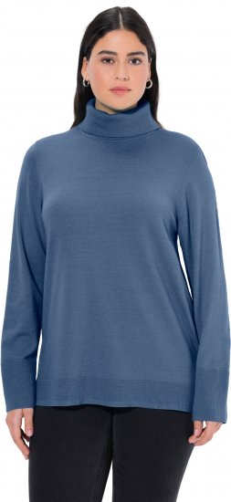 Ulla Popken Turtleneck Ribbed Trim Long Sleeve Sweater Atlantic Blue - Puloveri & dukserice - 