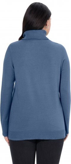 Ulla Popken Turtleneck Ribbed Trim Long Sleeve Sweater Atlantic Blue - Puloveri & dukserice - 