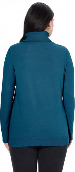 Ulla Popken Turtleneck Ribbed Trim Long Sleeve Sweater Cerulean - Puloveri & dukserice - 
