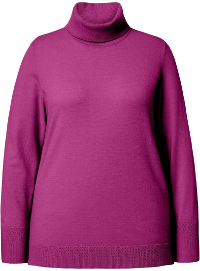 Ulla Popken Turtleneck Ribbed Trim Long Sleeve Sweater Berry - Puloveri & dukserice - 