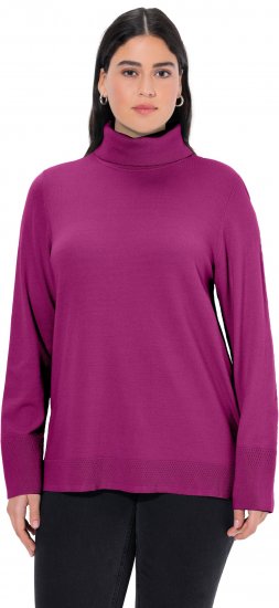 Ulla Popken Turtleneck Ribbed Trim Long Sleeve Sweater Berry - Puloveri & dukserice - 