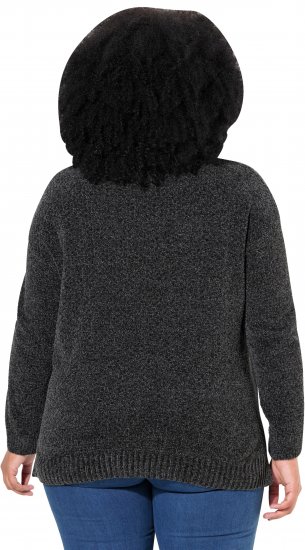 Ulla Popken Soft Textured Chenille Oversized Fit Sweater Graphite Grey - Puloveri & dukserice - 