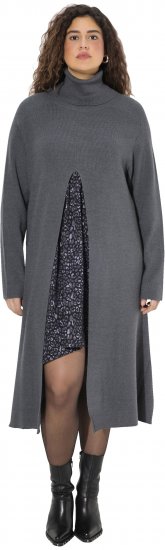 Ulla Popken Long Turtleneck Duster Sweater Graphite Grey - Puloveri & dukserice - 