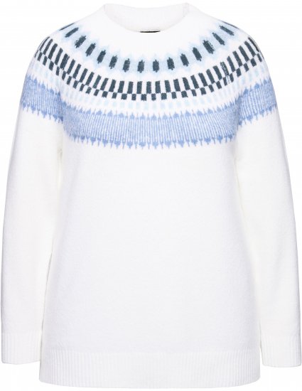 Ulla Popken Norwegian-Inspired Long Sleeve Knit Sweater Snow White - Puloveri & dukserice - 