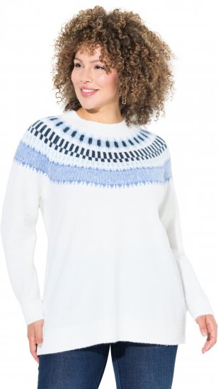 Ulla Popken Norwegian-Inspired Long Sleeve Knit Sweater Snow White - Puloveri & dukserice - 